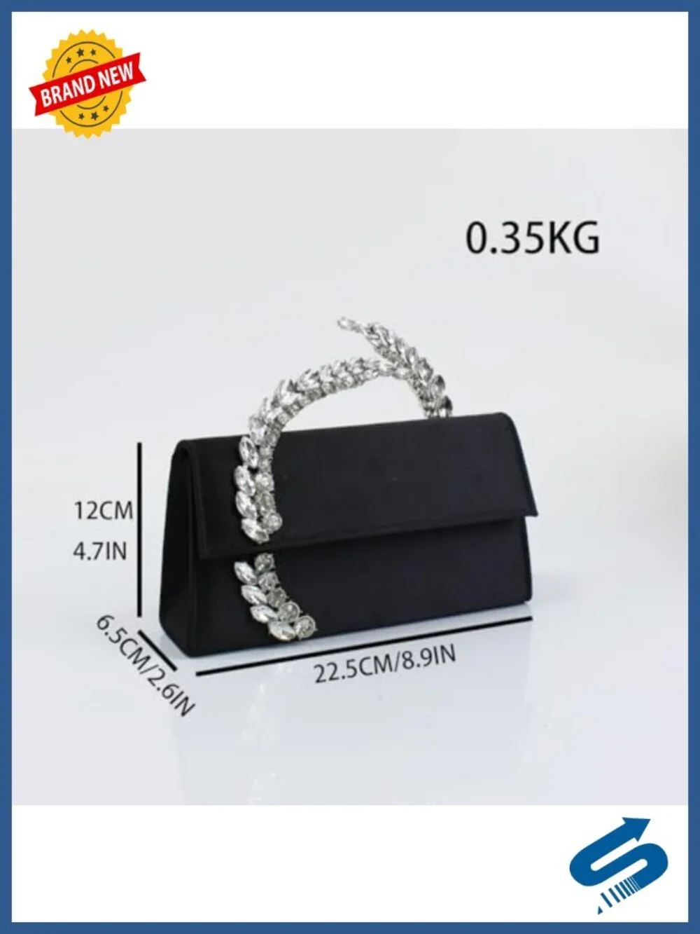 Satin Evening Handbag Rhinestone Handle Clutch Purse for Prom Wedding